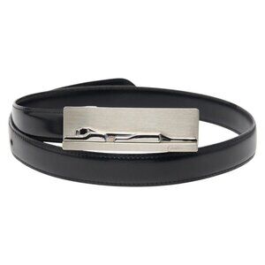 Cartier Panthere Black Silver Leather Metal Belt